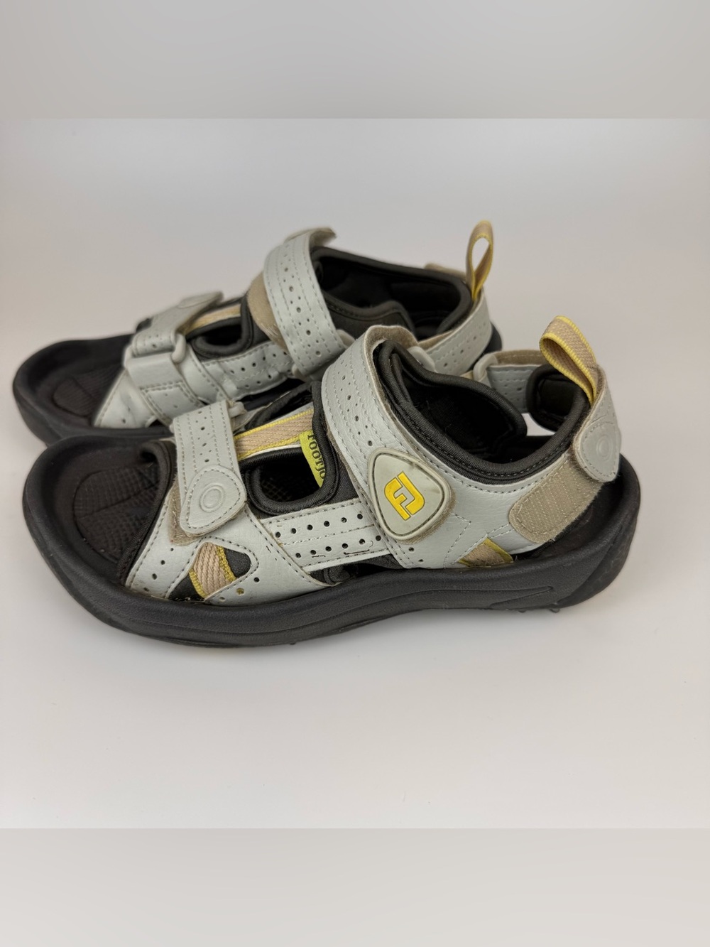 FootJoy GreenJoys Women 48444 Golf Sandals/Shoes Sz 6 M Gray/Cloud/Yellow